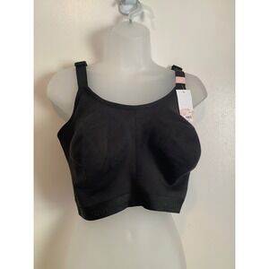 Cacique Unlined No-Wire Bra Black‎ 50DD Wireless Full Coverage NWT